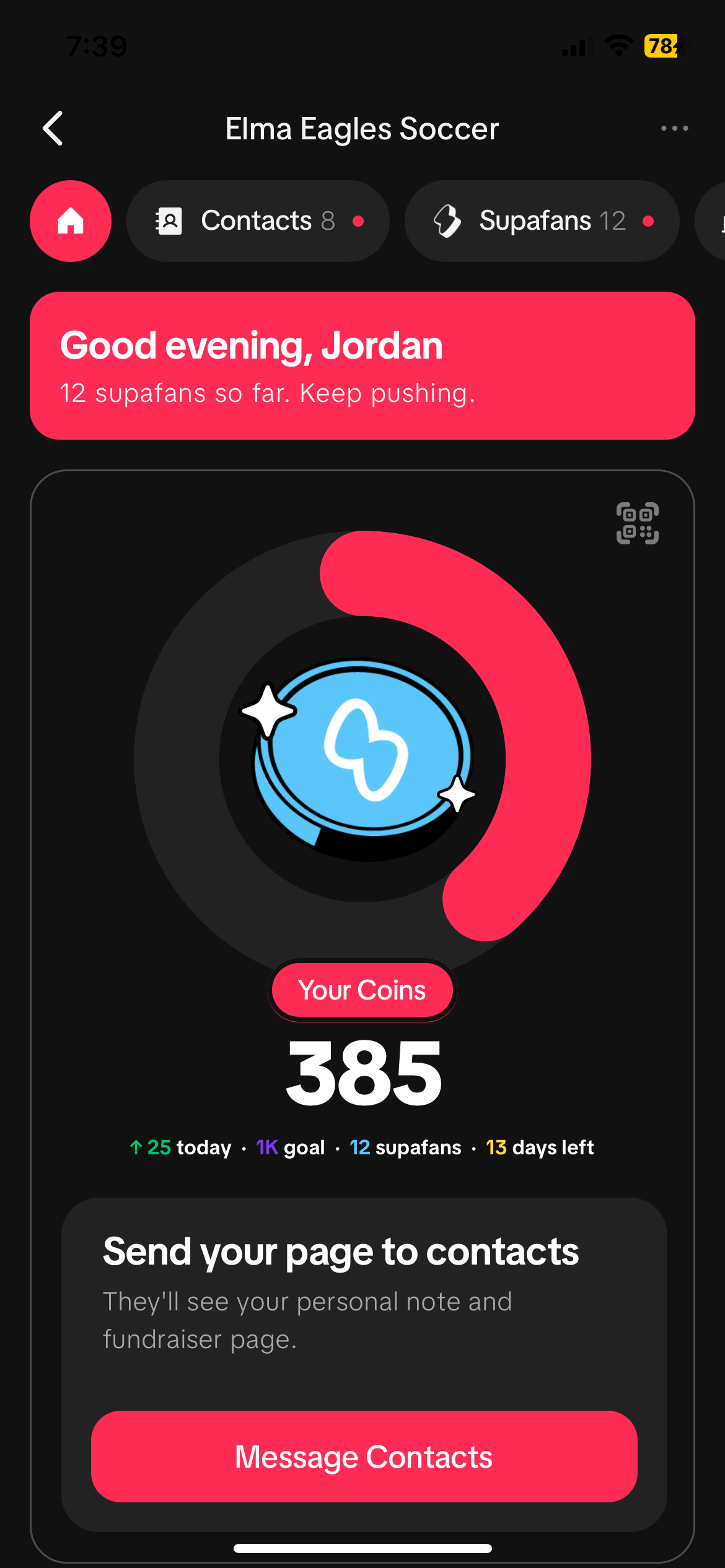 App screenshot — default team color, dark mode